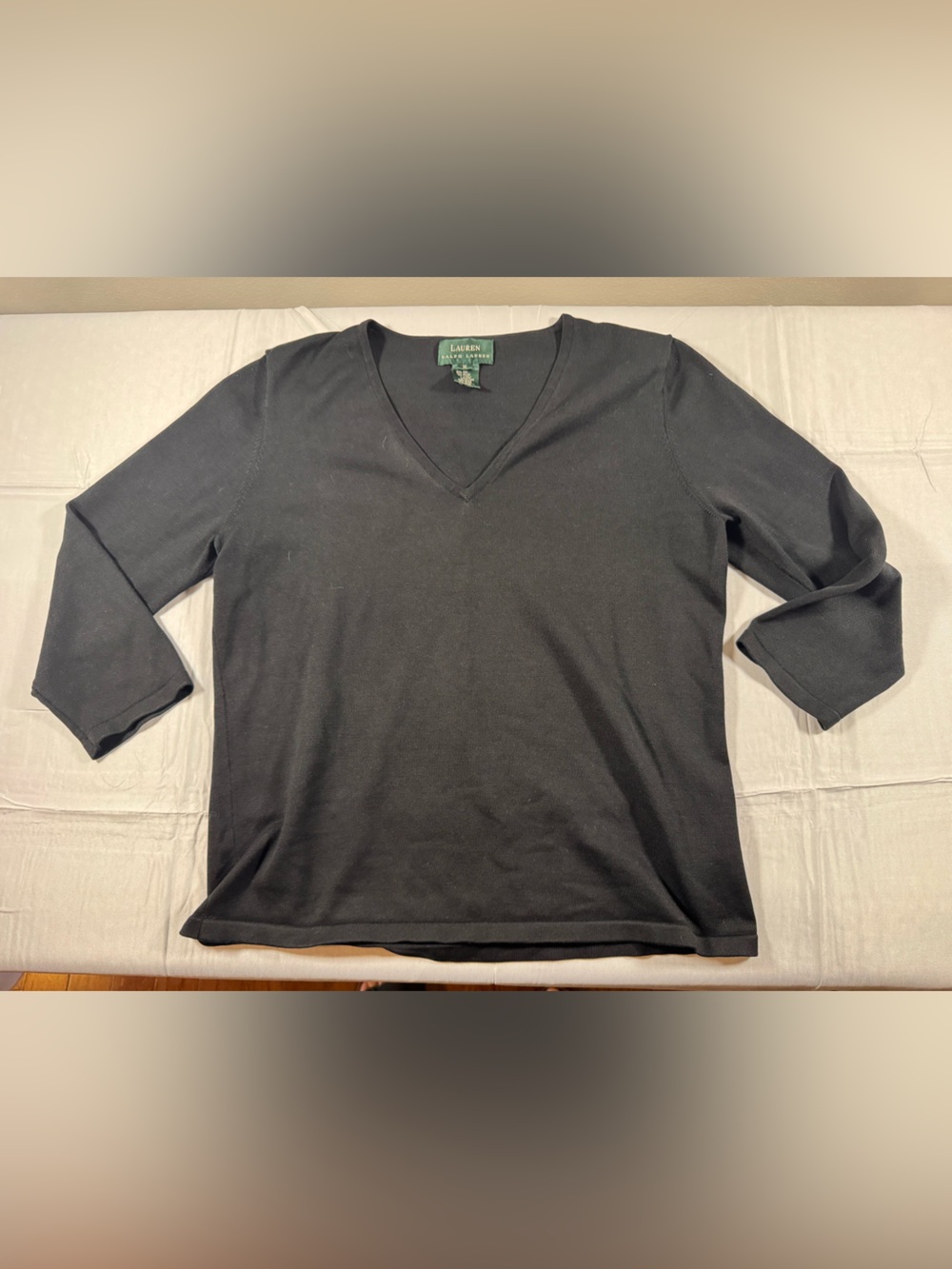 Lauren Ralph Lauren Black V-Neck Knit Top